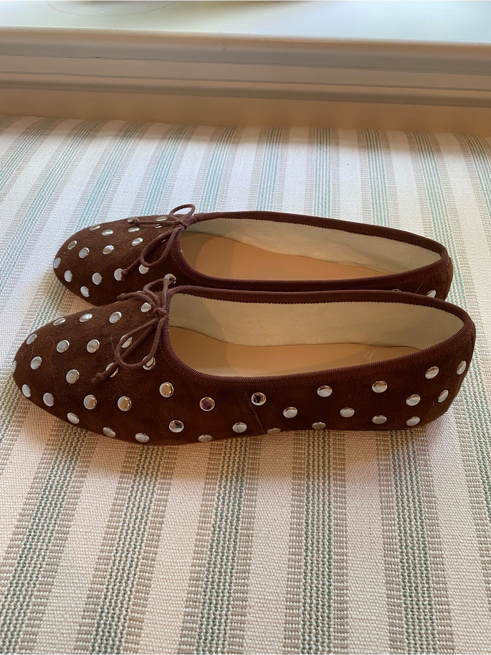 Loeffler Randall Brown Suede Studded Ballet Flats - Picture 11 of 14